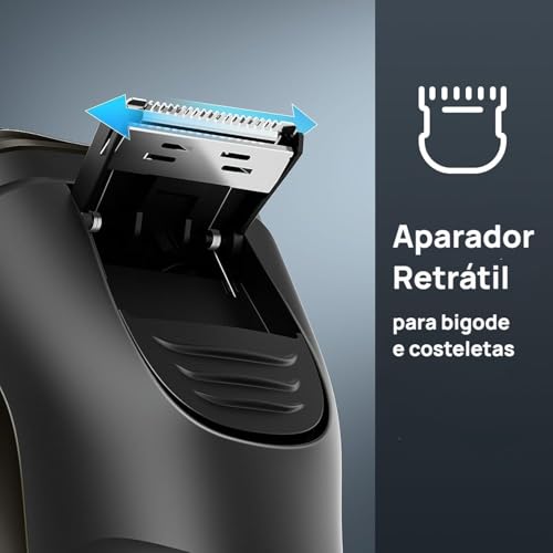Aparelho de Barbear Elétrico Masculino Sem Fio, Barbeador Rotativo à Prova d’Água para Uso Seco e Molhado, Carregamento USB Rápido, Aparador Pop-up, Lâminas de Precisão, Preto