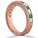 Heirloom Diamond and Emerald Engagement Ring and Wedding Band Womens 14k Rose Gold (1.75ct) GH/VS