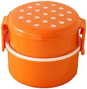 Bento lunch box Candy-colored double layers for Kids Food Container Microwave Dishwasher Workable Snack Box Sweet Plastic Storage Box (Orange)