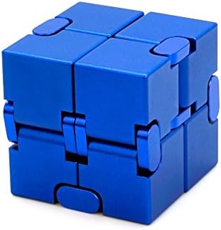 Metal Infinity Cube, Gazeto Durable Aluminum Alloy Decompression Toys, Pressure Reduction Educational Toys Stress Relief Toy Games Square Cube for Adult and Children Blue
