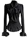 Mosocow Women's Vintage Bow Tie Neck Shirt Blouse Tops S Black