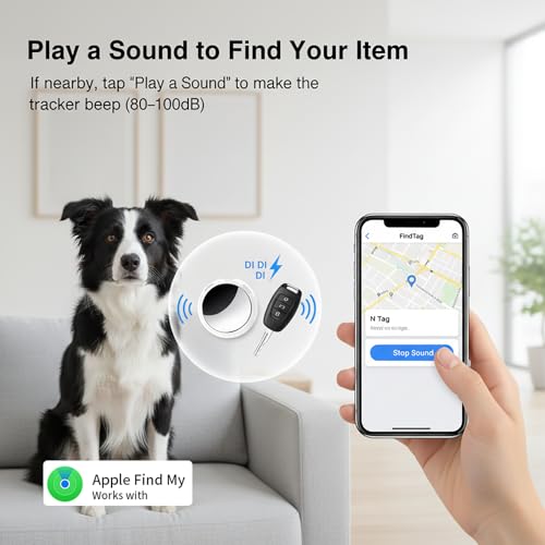 2 Pack Tracker Tags Finder Apple Find My MFi Certified Waterproof iOS Only | Bluetooth Air Smart Tags Item Finder Locator Worldwide Tracking for Key Pets Wallet Backpack Dogs Luggage Replaceable Battery