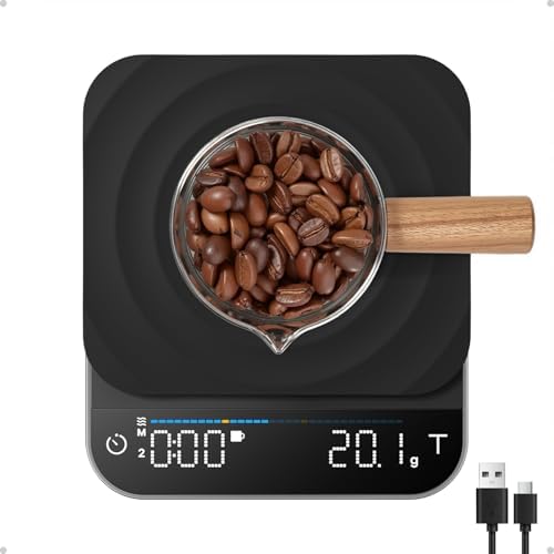 Digitale Kaffeewaage mit Timer, Wiederaufladbare 0,1g/3kg Präzise