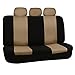 FH GROUP FH-FB050115 Full Set Flat Cloth Car Seat Covers Beige Color- Fit Most Car, Truck, Suv, or Van