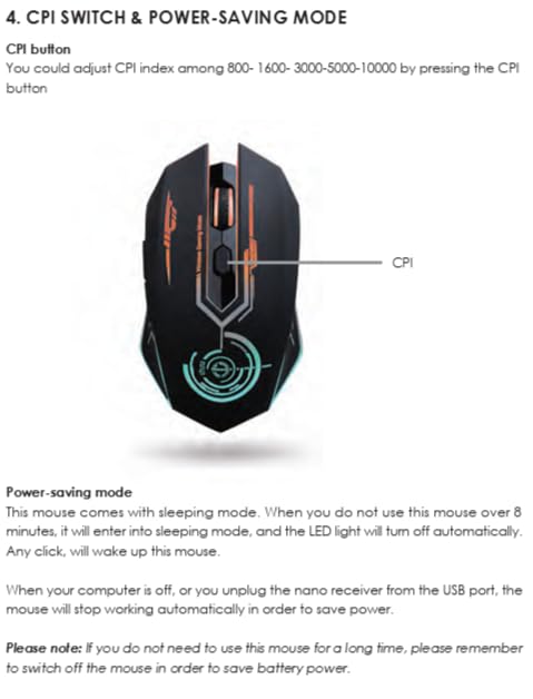 Wireless Gaming Mouse Bluetooth Mouse RGB Rechargeable 2.4G USB Cordless Computer Mice with 7 Color Backlit, 6 Buttons & Silent Click for Laptop, iPad, Mac OS, PC, Windows -Black