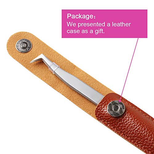 Volume Tweezers, for 3d 6d Volume&Made Rapid Bloom Lashes Fans Eyelash Extensions Tweezers Volume Curved Point Stainless Steel Precision Anti Static Professional Lash Extension Tweezers Leather Pack - Thumbnail 4