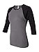 Bella Ladies' Two-Tone 3/4-Sleeve Raglan T-Shirt M Deep Heather/Black