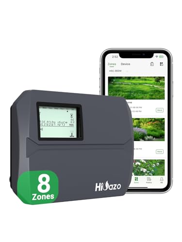 HiOazo WiFi Irrigation Programmer 8 Zones, Irrigation Controller, Smart Climate Jumps, Protection Against Hurry, Manual Irrigation for Lawn, Garden, Greenhouse and Patio HSC-800W
