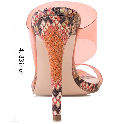 vivianly Womens Sexy Clear High Heels Transparent Strap Pointed Toe Mules Sandals Stiletto Heel Slip on Dress Shoes - Thumbnail 4