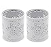 EasyPAG 2 Pcs 3-1/4 inch Dia x 3-3/4 inch High Round Floral Desk Pencil Holder Butterfly Pattern Design, White