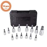TACKLIFE 14-Piece Torx Bit Socket Set, T8- T60, S2 Steel, CR-V - TBS1A