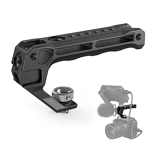 SMALLRIG Top Handle mit 3/8"-16 Locating Schraube für ARRI, Oberer Griff Grip für Camera Cage, Universal Video Rig mit 5 Cold Shoe Adapter für DSLR Ka