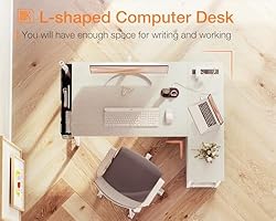 ODK 40 Inch Small L Shaped Computer Desk with Power