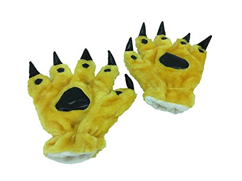 Animal Paw Calw Plush Funny Halloween Costume Hand Gloves Yellow L