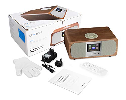 LEMEGA M3+ Smart Music System with Wireless Internet Radio, FM Radio, Bluetooth, Spotify, WIFI, 2.1 Channel Stereo Speaker, USB MP3, Headphone-out, AUX-in, Alarms, Clocks,App & Remote Control (Walnut)