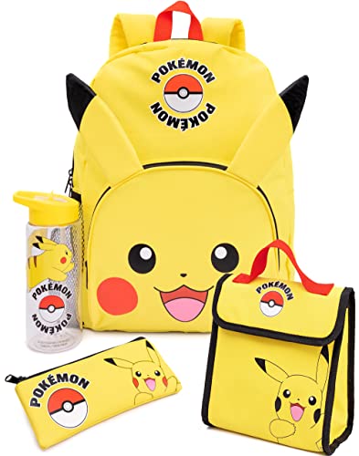 Pikachu Sac à dos Ensemble Enfant 4 Pièce Boîte à lunch Bouteille D'eau