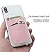 SHANSHUI Card Holder for Back of Phone, Adhesive Stretchy Fabric Lycra Double Slots Credit Card Sleeves Stick On Wallet Pocket Compatible for iPhone and Most Smartphones(Black&Pink)