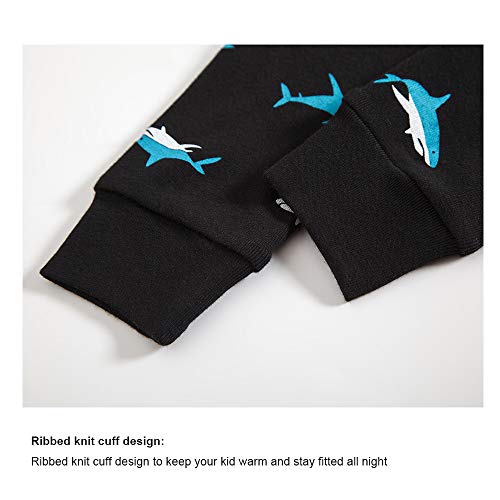 Joyond 2Pcs Cotton Boys Pajamas Sets Long Sleeve Shark Pajamas for Boys Toddler Kids Pjs Sleepwear (White,BlueShark, 4T)