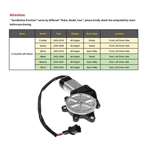 Front Driver Side Power Window Regulator With Motor For 2000-2006 Nissan Sentra