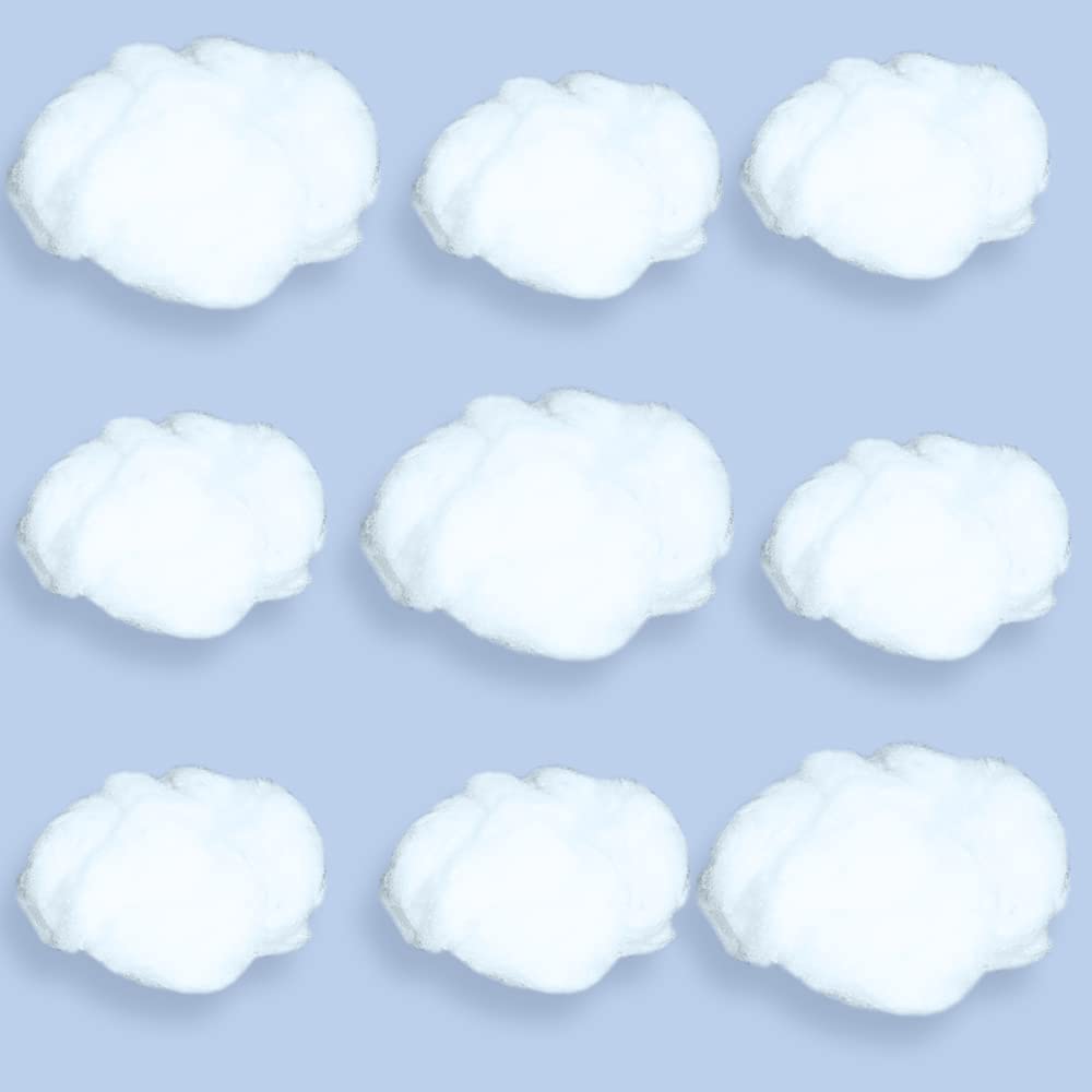 Photo 1 of Cotton Simulation Cloud Decorations 3D Artificial Fake Clouds Props, Clouds for Ceiling, Room DIY Cloud Decor Art Stage Wedding Party for Stage Show Party Decor (9 Pieces, Small and Medium Size)