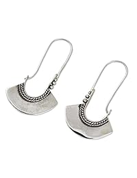 NOVICA Plata de ley 925 pendientes de aro con gancho backfinding, "Hollow Bell