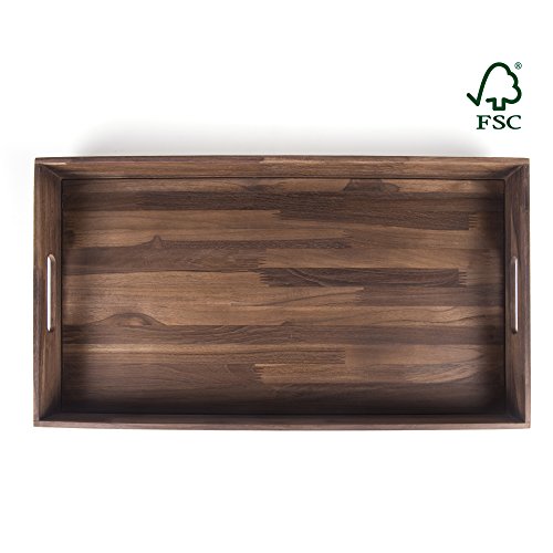 Click Here to See More Images Glitz Star Square Teak Wood Serving Tray, Extra Large(24 x 13 inch)