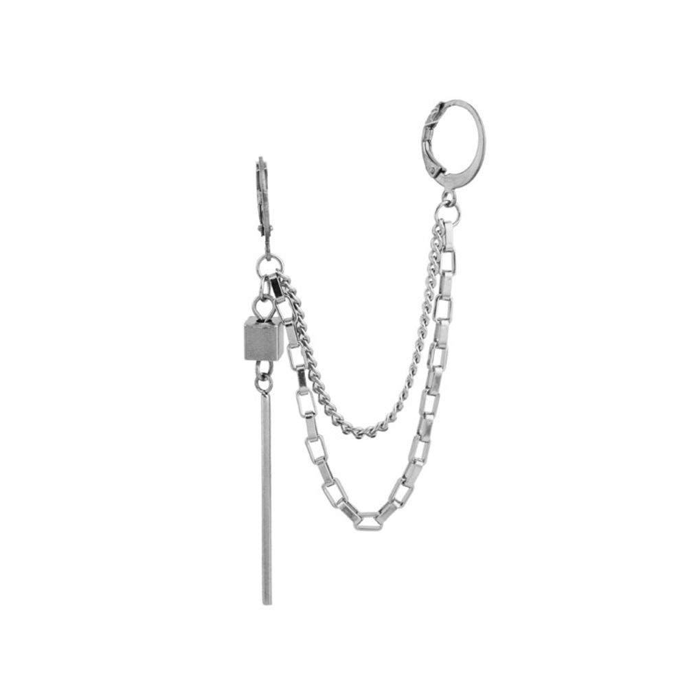 Threader Bar Tassel Chain Cuff Wrap Clip On Small Hoop Long Dangle Drop Earrings for Men Women Cartilage Two Holes Personalized Fashion Punk Climber Crawler Hip Hop Rock Kpop Gothic Pierciing Gifts