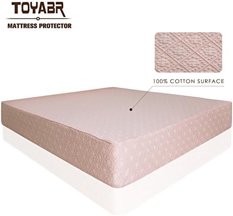 TOYABR Deluxe Quality 100% Cotton Surface Hypoallergenic Breathable Mattress Protector - Dust Mite and Bed Bug Proof Mattress Cover-Soft Quilted Mattress Pad (Queen, Apricot)