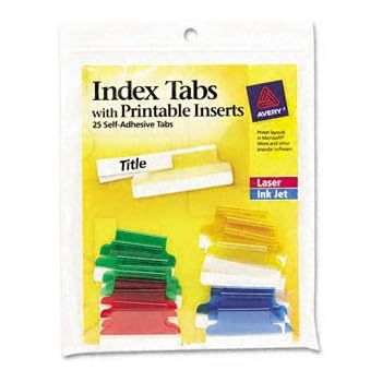 Amazon.com : AVERY-DENNISON, Self-Adhesive Tabs with White Printable ...