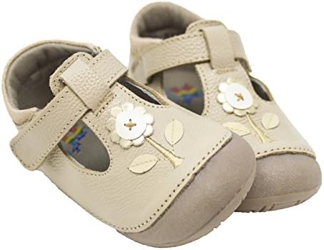Wobbly Waddlers Natura Emma Baby Girl Leather Shoes First Walker Flower T-Strap