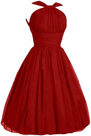 Victoria Dress Womens Fashion A-Line Short Chiffon Pageant Bridesmaid Dress - 8 - Red
