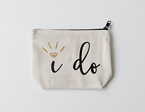 Bridal Shower Gift Bride Gift I Do Canvas Makeup Bag Gold Make Up Pouch Cosmetic Pouch Cosmetic Bag Makeup Organizer Bride To Be Gift I Do Wedding Vows
