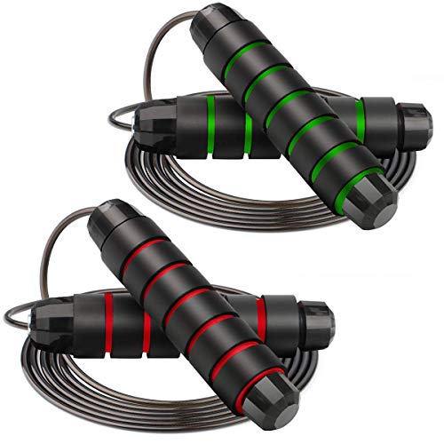 YeeSite-Skipping-Rope-Ball-Bearings-Tangle-Free-Jump-Rope-with-Memory-Foam-Handles-Adjustable-Jumping-Rope-for-Aerobic-Exercise-Fitness-Gym-Strength-Training-2-Pack