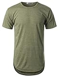 URBANCREWS Mens Hipster Hip Hop Melange Elong Crewneck T-Shirt Army XLarge