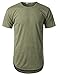 URBANCREWS Mens Hipster Hip Hop Melange Elong Crewneck T-Shirt Army Medium