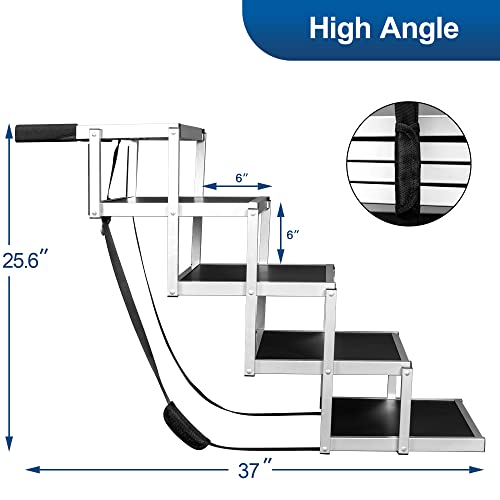 Niubya Dog Steps for Large Dog, Foldable Aluminum Dog Stairs with