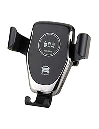 DINGQU Cargador inalámbrico para auto, Auto Clamp Qi Car Mount, 10W   7.5W de carga rápida y cargador estándar de 5W, soporte para teléfono con ventilación de tablero de instrumentos Compatible con iPhone Xs X 8 Plus, Samsung S10 S9 Note (Negro)