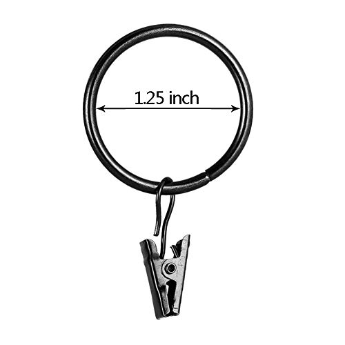 image for DEZENE Clip Curtain Rings - 28 Pack,1.25 Inch,Strong Metal,Rustproof -