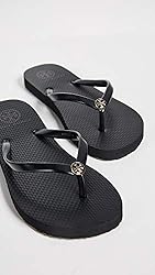 Tory Burch Women's Thin Flip Flops, Black, 9 Medium