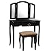 Harper & Bright Designs Vanity Set Make-up Dressing Table with Mirror and Cushioned Stool (Black)