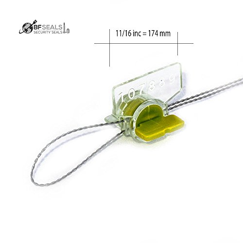 BFSEALS High Electric Security Utility Twist Plastic Meter Seal with stainless steel wire, 100 pcs, numbered, yellow color