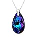 Purple Blue 925 Sterling Silver Made with Swarovski Elements Teardrop Pendant Necklace for Women,18