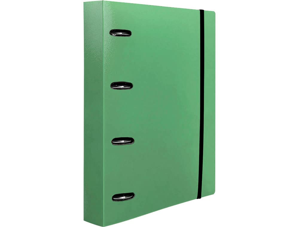 Folder with Replacement Liderpapel A4 Frame 5 mm 100 Sheets 80 g Polypropylene 4 Rings 40 mm Translucent Green