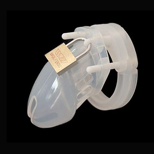 Small Male Silicone Virginity Chasti-ty Belt Lock Cage Cock for Men CB6000(White)