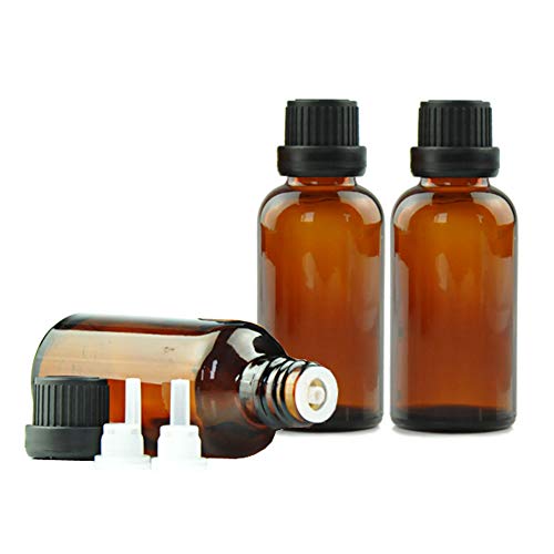 3PCS Amber Glass Bottle with Orifice Reducer and