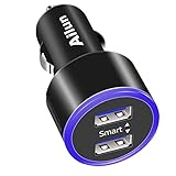 Ailun Car Charger Adapter Dual Smart USB Ports 4.8A 24W Blue Ring Light for iPhone 11/11 Pro/11 Pro Max/X Xs XR Xs Max 8 7 Plus 6 6s Plus Galaxy S10 Plus Note 10 Adapter and More