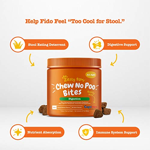 Zesty Paws Chew No Poo Bites Coprophagia Stool Eating Deterrent for