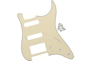 FLEOR 11 Holes HSS Pickguard ST Style Guitar Pickguard Pick Guard Scratchplate with Screws,3Ply Cream