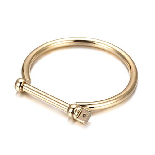 Wistic jewelry stainless steel gold plated bar screw cuff bangle …