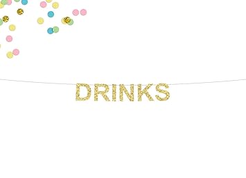 Tr674gs Drinks Glitter Banner Wedding Banner Drink Bar Sign Bridal